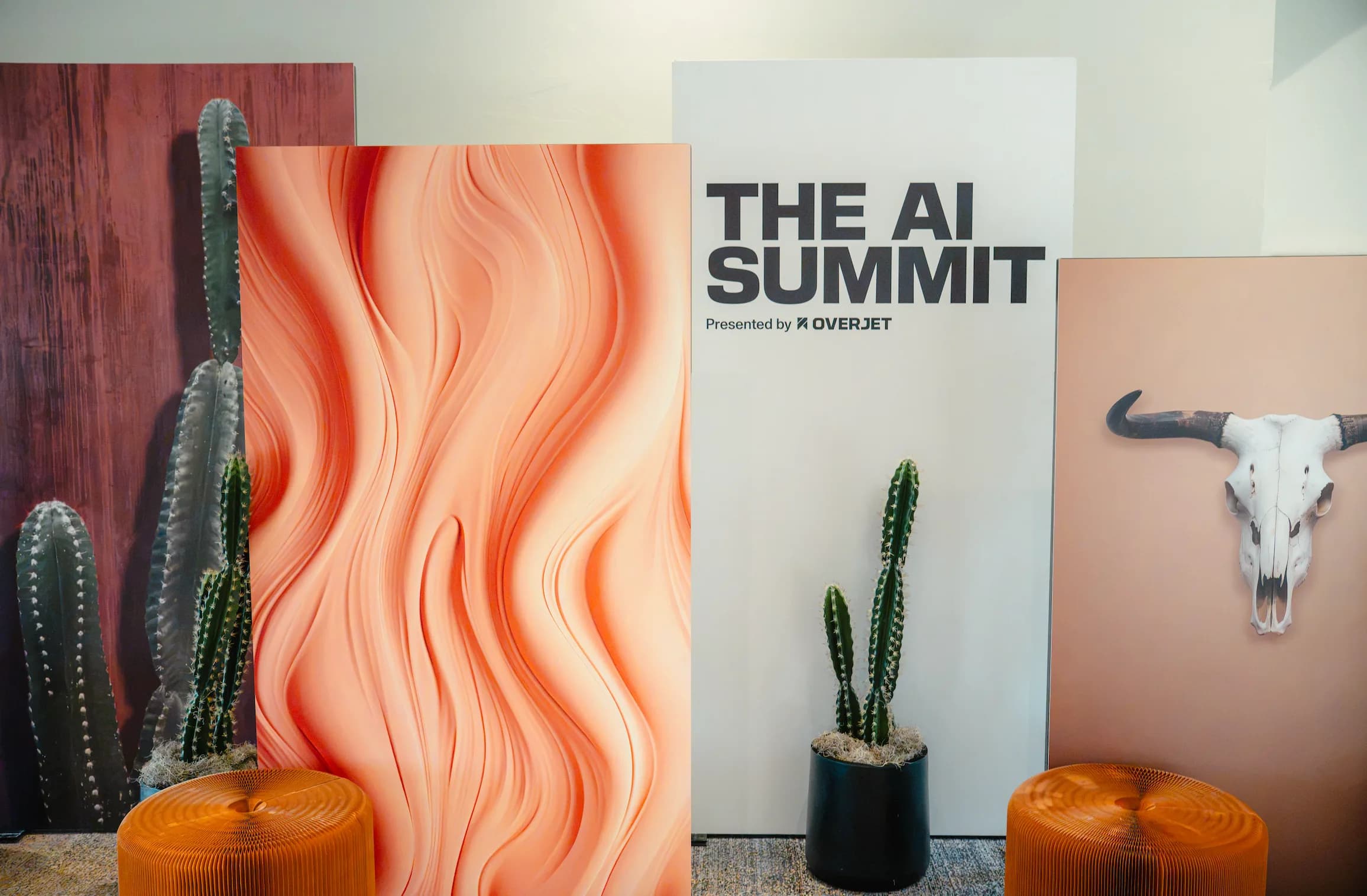 Summit signage and desert-themed installation